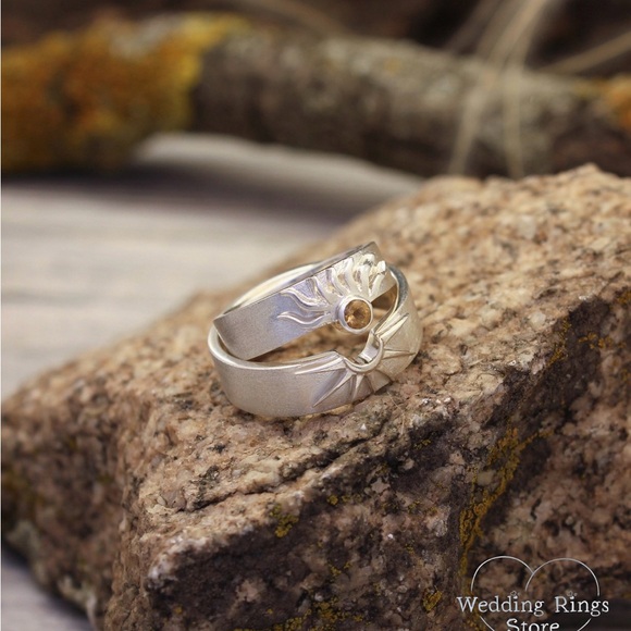 Matte Silver Sun Rings - Picture 3 of 5